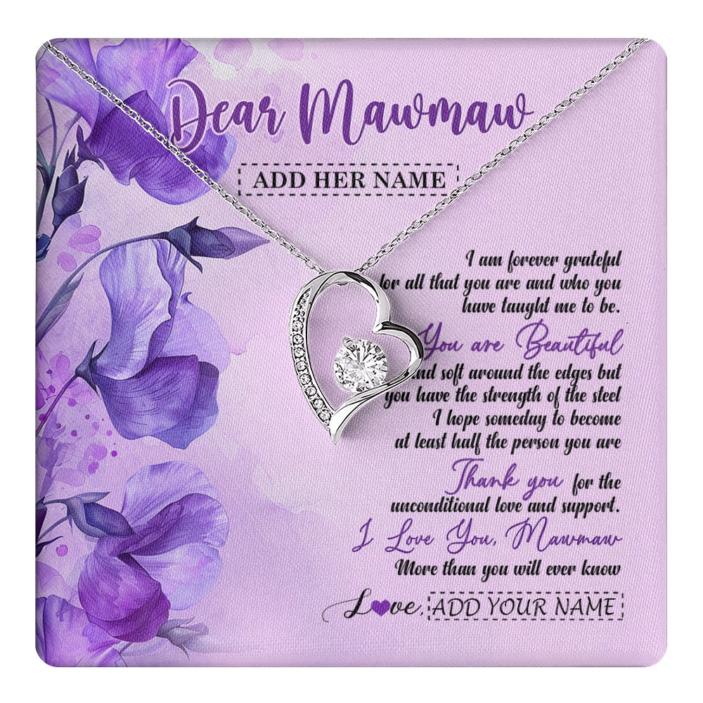 Forever Love Necklace 14K White Gold Finish | 1 | Personalized To My Mawmaw Gifts From Granddaughter Necklace Flower You Are Beautiful Gifts For Mawmaw Mothers Day Birthday Christmas Gift Box Message Card | teecentury.myshopify