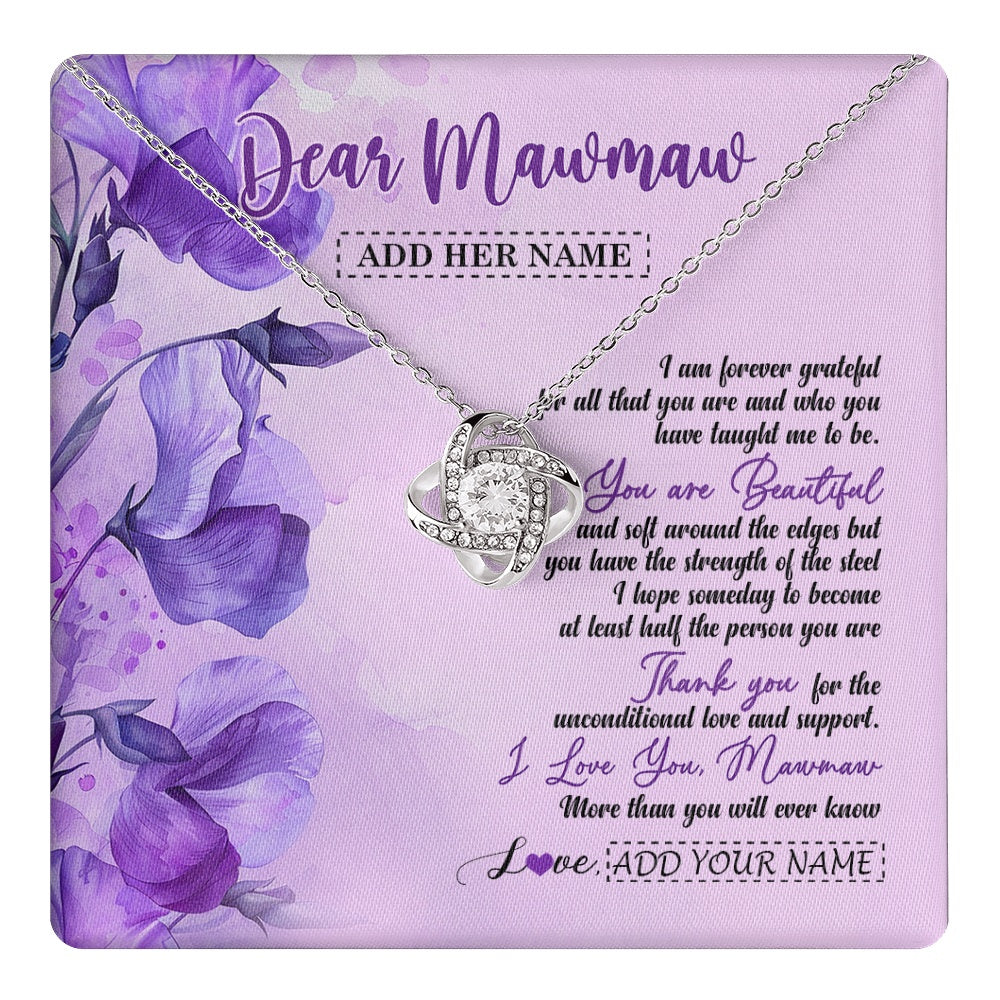 Love Knot Necklace 14K White Gold Finish | 1 | Personalized To My Mawmaw Gifts From Granddaughter Necklace Flower You Are Beautiful Gifts For Mawmaw Mothers Day Birthday Christmas Gift Box Message Card | teecentury.myshopify