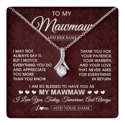 Alluring Beauty Necklace 14K White Gold Finish | 1 | Personalized To My Mawmaw Gifts From Granddaughter Necklace Meaningful Jewelry Pendant Gifts For Mawmaw Mothers Day Birthday Christmas Gift Box Message Card | https://teecentury.