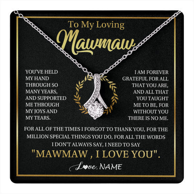 Alluring Beauty Necklace 14K White Gold Finish | 1 | Personalized To My Mawmaw Gifts Necklace From Granddaughter Grandson Grateful Thank You Mawmaw Birthday Mothers Day Jewelry Customized Gift Box Message Card | teecentury