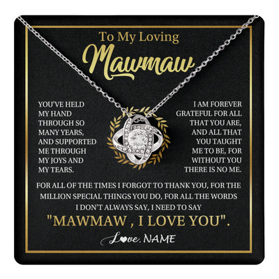 Love Knot Necklace 14K White Gold Finish | 1 | Personalized To My Mawmaw Gifts Necklace From Granddaughter Grandson Grateful Thank You Mawmaw Birthday Mothers Day Jewelry Customized Gift Box Message Card | teecentury