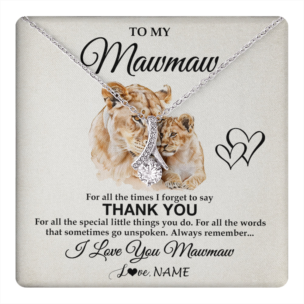 Alluring Beauty Necklace 14K White Gold Finish | 1 | Personalized To My Mawmaw Necklace From Granddaughter Thank You Lion Mawmaw Gift For Mothers Day Birthday Gift Christmas For Mawmaw Gift Box Message Card | teecentury