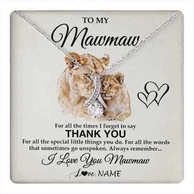 Alluring Beauty Necklace 14K White Gold Finish | 1 | Personalized To My Mawmaw Necklace From Granddaughter Thank You Lion Mawmaw Gift For Mothers Day Birthday Gift Christmas For Mawmaw Gift Box Message Card | teecentury