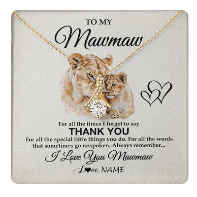 Alluring Beauty Necklace 18K Yellow Gold Finish | 1 | Personalized To My Mawmaw Necklace From Granddaughter Thank You Lion Mawmaw Gift For Mothers Day Birthday Gift Christmas For Mawmaw Gift Box Message Card | teecentury