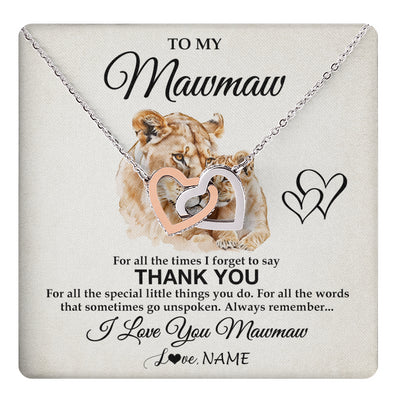 Interlocking Hearts Necklace Stainless Steel & Rose Gold Finish | 1 | Personalized To My Mawmaw Necklace From Granddaughter Thank You Lion Mawmaw Gift For Mothers Day Birthday Gift Christmas For Mawmaw Gift Box Message Card | teecentury