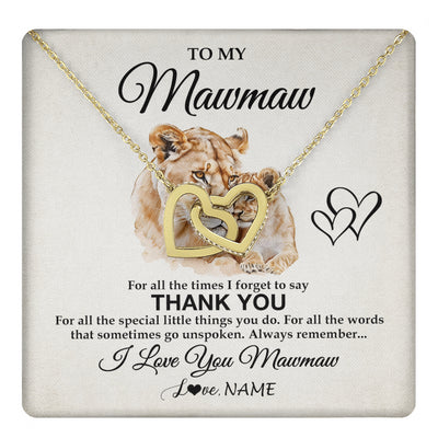 Interlocking Hearts Necklace 18K Yellow Gold Finish | 1 | Personalized To My Mawmaw Necklace From Granddaughter Thank You Lion Mawmaw Gift For Mothers Day Birthday Gift Christmas For Mawmaw Gift Box Message Card | teecentury