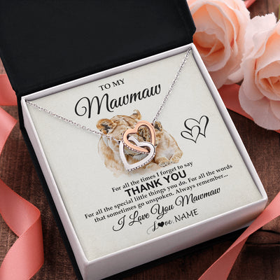 Interlocking Hearts Necklace Stainless Steel & Rose Gold Finish | 2 | Personalized To My Mawmaw Necklace From Granddaughter Thank You Lion Mawmaw Gift For Mothers Day Birthday Gift Christmas For Mawmaw Gift Box Message Card | teecentury