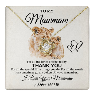 Love Knot Necklace 18K Yellow Gold Finish | 1 | Personalized To My Mawmaw Necklace From Granddaughter Thank You Lion Mawmaw Gift For Mothers Day Birthday Gift Christmas For Mawmaw Gift Box Message Card | teecentury