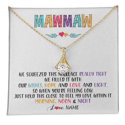 Alluring Beauty Necklace 18K Yellow Gold Finish | 1 | Personalized To My Mawmaw Necklace From Grandkids Granddaughter We Squeezed This Necklace Mawmaw Birthday Mothers Day Customized Gift Box Message Card | teecentury