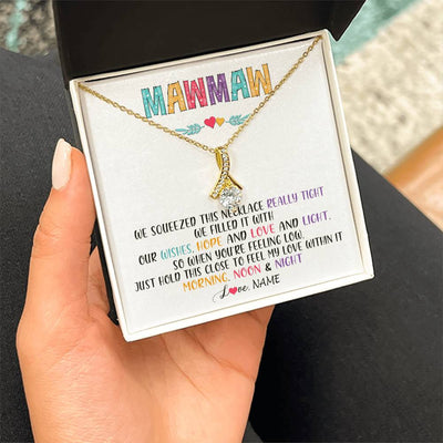Alluring Beauty Necklace 18K Yellow Gold Finish | 2 | Personalized To My Mawmaw Necklace From Grandkids Granddaughter We Squeezed This Necklace Mawmaw Birthday Mothers Day Customized Gift Box Message Card | teecentury