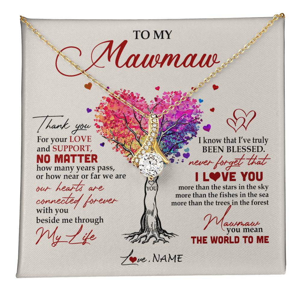 Alluring Beauty Necklace 18K Yellow Gold Finish | 1 | Personalized To My Mawmaw Necklace From Grandkids Never Forget That I Love You You Mean The World Mawmaw Birthday Mothers Day Customized Gift Box Message Card | teecentury