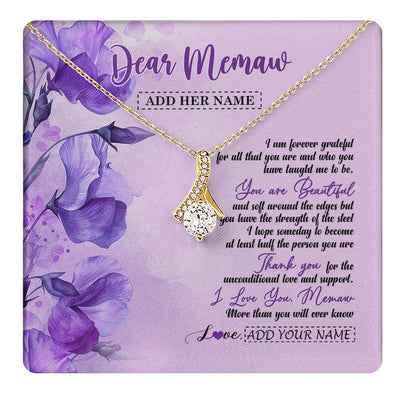 Alluring Beauty Necklace 18K Yellow Gold Finish | 1 | Personalized To My Memaw Gifts From Granddaughter Necklace Flower You Are Beautiful Gifts For Memaw Mothers Day Birthday Christmas Gift Box Message Card | teecentury.myshopify
