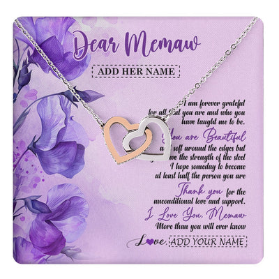Interlocking Hearts Necklace Stainless Steel & Rose Gold Finish | 1 | Personalized To My Memaw Gifts From Granddaughter Necklace Flower You Are Beautiful Gifts For Memaw Mothers Day Birthday Christmas Gift Box Message Card | teecentury.myshopify