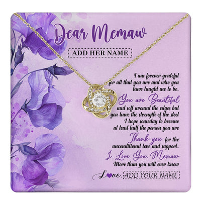 Love Knot Necklace 18K Yellow Gold Finish | 1 | Personalized To My Memaw Gifts From Granddaughter Necklace Flower You Are Beautiful Gifts For Memaw Mothers Day Birthday Christmas Gift Box Message Card | teecentury.myshopify