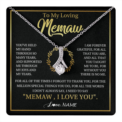 Alluring Beauty Necklace 14K White Gold Finish | 1 | Personalized To My Memaw Gifts Necklace From Granddaughter Grandson Grateful Thank You Memaw Birthday Mothers Day Jewelry Customized Gift Box Message Card | teecentury