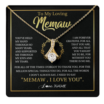 Alluring Beauty Necklace 18K Yellow Gold Finish | 1 | Personalized To My Memaw Gifts Necklace From Granddaughter Grandson Grateful Thank You Memaw Birthday Mothers Day Jewelry Customized Gift Box Message Card | teecentury