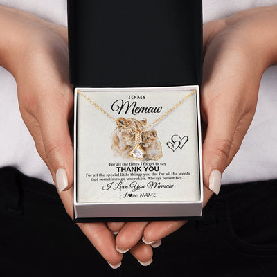 Alluring Beauty Necklace 18K Yellow Gold Finish | 2 | Personalized To My Memaw Necklace From Granddaughter Thank You Lion Memaw Gift For Mothers Day Birthday Gift Christmas For Memaw Gift Box Message Card | teecentury