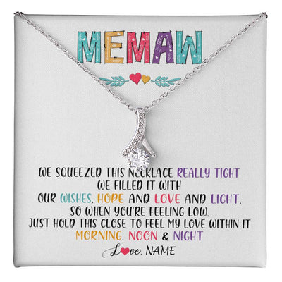 Alluring Beauty Necklace 14K White Gold Finish | 1 | Personalized To My Memaw Necklace From Grandkids Granddaughter We Squeezed This Necklace Memaw Birthday Mothers Day Jewelry Customized Gift Box Message Card | teecentury