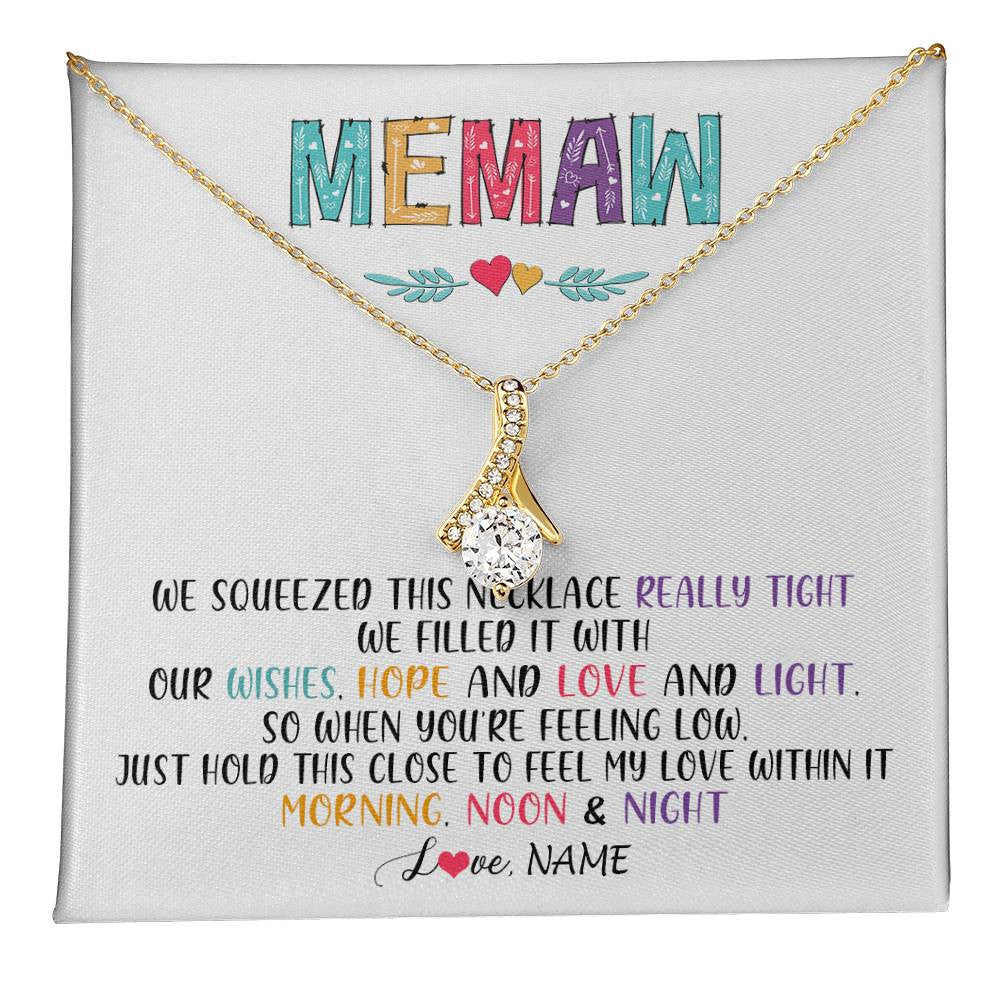 Alluring Beauty Necklace 18K Yellow Gold Finish | 1 | Personalized To My Memaw Necklace From Grandkids Granddaughter We Squeezed This Necklace Memaw Birthday Mothers Day Jewelry Customized Gift Box Message Card | teecentury
