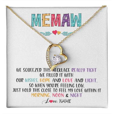 Forever Love Necklace 18K Yellow Gold Finish | 1 | Personalized To My Memaw Necklace From Grandkids Granddaughter We Squeezed This Necklace Memaw Birthday Mothers Day Jewelry Customized Gift Box Message Card | teecentury