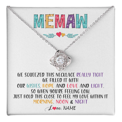 Love Knot Necklace 14K White Gold Finish | 1 | Personalized To My Memaw Necklace From Grandkids Granddaughter We Squeezed This Necklace Memaw Birthday Mothers Day Jewelry Customized Gift Box Message Card | teecentury