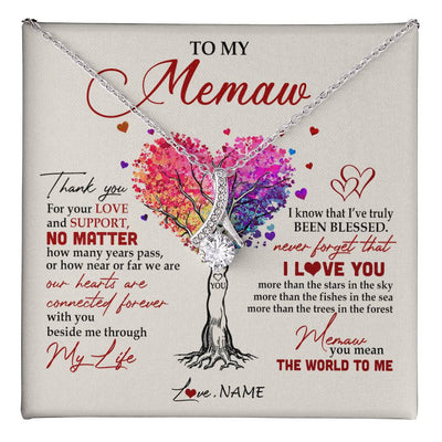 Alluring Beauty Necklace 14K White Gold Finish | 1 | Personalized To My Memaw Necklace From Grandkids Never Forget That I Love You You Mean The World Memaw Birthday Mothers Day Jewelry Customized Gift Box Message Card | teecentury