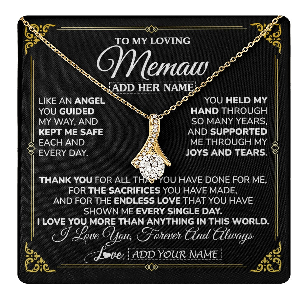Alluring Beauty Necklace 18K Yellow Gold Finish | 1 | Personalized To My Memaw Necklace Gifts Meaningful Gift To Memaw From Granddaughter Without You There Is No Me Mothers Day Birthday Gift Box Message Card | https://teecentury.