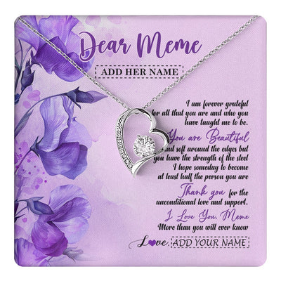 Forever Love Necklace 14K White Gold Finish | 1 | Personalized To My Meme Gifts From Granddaughter Necklace Flower You Are Beautiful Gifts For Meme Mothers Day Birthday Christmas Custom Gift Box Message Card | teecentury.myshopify