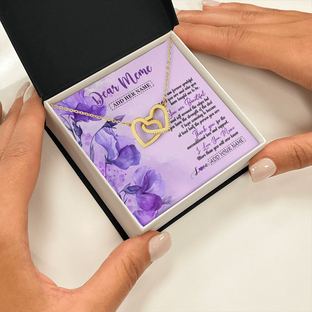 Interlocking Hearts Necklace 18K Yellow Gold Finish | 2 | Personalized To My Meme Gifts From Granddaughter Necklace Flower You Are Beautiful Gifts For Meme Mothers Day Birthday Christmas Custom Gift Box Message Card | teecentury.myshopify