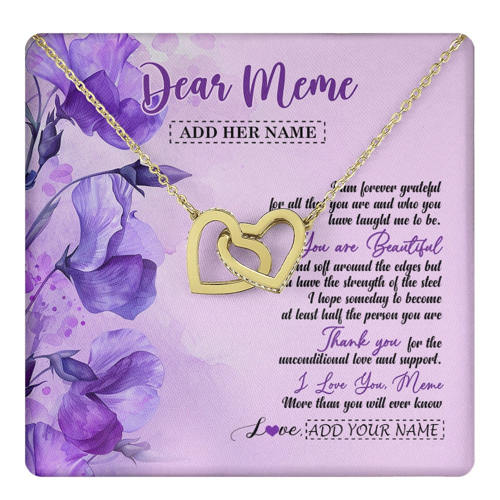 Interlocking Hearts Necklace 18K Yellow Gold Finish | 1 | Personalized To My Meme Gifts From Granddaughter Necklace Flower You Are Beautiful Gifts For Meme Mothers Day Birthday Christmas Custom Gift Box Message Card | teecentury.myshopify