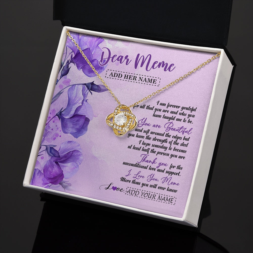 Love Knot Necklace 18K Yellow Gold Finish | 2 | Personalized To My Meme Gifts From Granddaughter Necklace Flower You Are Beautiful Gifts For Meme Mothers Day Birthday Christmas Custom Gift Box Message Card | teecentury.myshopify