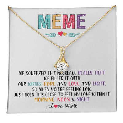 Alluring Beauty Necklace 18K Yellow Gold Finish | 1 | Personalized To My Meme Necklace From Grandkids Granddaughter We Squeezed This Necklace Meme Birthday Mothers Day Christmas Customized Gift Box Message Card | teecentury