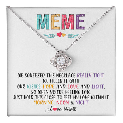 Love Knot Necklace 14K White Gold Finish | 1 | Personalized To My Meme Necklace From Grandkids Granddaughter We Squeezed This Necklace Meme Birthday Mothers Day Christmas Customized Gift Box Message Card | teecentury