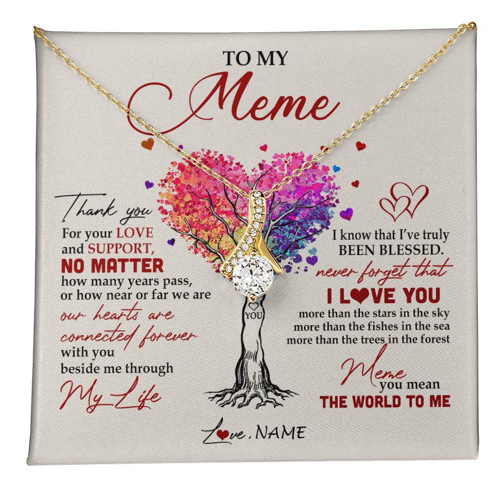 Alluring Beauty Necklace 18K Yellow Gold Finish | 1 | Personalized To My Meme Necklace From Grandkids Never Forget That I Love You You Mean The World Meme Birthday Mothers Day Christmas Customized Gift Box Message Card | teecentury