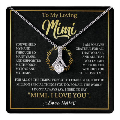 Alluring Beauty Necklace 14K White Gold Finish | 1 | Personalized To My Mimi Gifts Necklace From Granddaughter Grandson Grateful Thank You Mimi Birthday Mothers Day Christmas Customized Gift Box Message Card | teecentury
