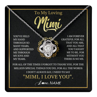 Love Knot Necklace 14K White Gold Finish | 1 | Personalized To My Mimi Gifts Necklace From Granddaughter Grandson Grateful Thank You Mimi Birthday Mothers Day Christmas Customized Gift Box Message Card | teecentury
