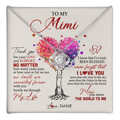 Love Knot Necklace 14K White Gold Finish | 1 | Personalized To My Mimi Necklace From Grandkids Never Forget That I Love You You Mean The World Mimi Birthday Mothers Day Christmas Customized Gift Box Message Card | teecentury