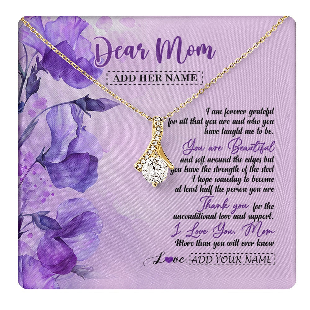 Alluring Beauty Necklace 18K Yellow Gold Finish | 1 | Personalized To My Mom Gifts From Daughter Son Necklace Flower You Are Beautiful Gifts For Mom Mothers Day Birthday Christmas Custom Gift Box Message Card | teecentury.myshopify