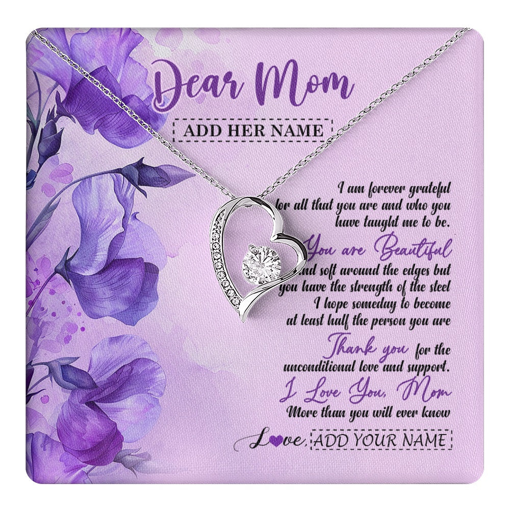 Forever Love Necklace 14K White Gold Finish | 1 | Personalized To My Mom Gifts From Daughter Son Necklace Flower You Are Beautiful Gifts For Mom Mothers Day Birthday Christmas Custom Gift Box Message Card | teecentury.myshopify