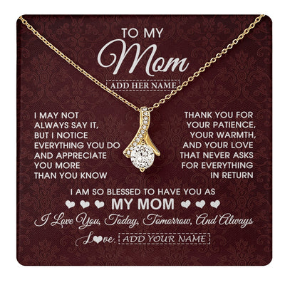 Alluring Beauty Necklace 18K Yellow Gold Finish | 1 | Personalized To My Mom Gifts From Daughter Son Necklace Meaningful Jewelry Pendant Gifts For Mom Mothers Day Birthday Christmas Custom Gift Box Message Card | https://teecentury.