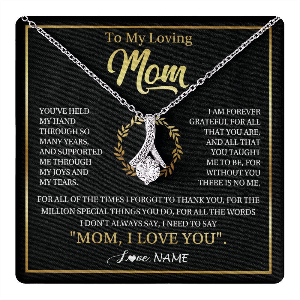 Alluring Beauty Necklace 14K White Gold Finish | 1 | Personalized To My Mom Gifts Necklace From Daughter Son Grateful Thank You Mom Birthday Gifts Mothers Day Jewelry Christmas Customized Gift Box Message Card | teecentury