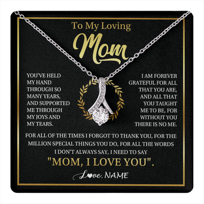 Alluring Beauty Necklace 14K White Gold Finish | 1 | Personalized To My Mom Gifts Necklace From Daughter Son Grateful Thank You Mom Birthday Gifts Mothers Day Jewelry Christmas Customized Gift Box Message Card | teecentury
