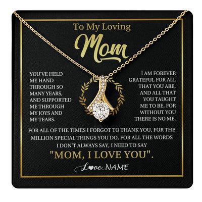 Alluring Beauty Necklace 18K Yellow Gold Finish | 1 | Personalized To My Mom Gifts Necklace From Daughter Son Grateful Thank You Mom Birthday Gifts Mothers Day Jewelry Christmas Customized Gift Box Message Card | teecentury