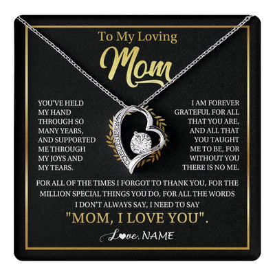 Forever Love Necklace 14K White Gold Finish | 1 | Personalized To My Mom Gifts Necklace From Daughter Son Grateful Thank You Mom Birthday Gifts Mothers Day Jewelry Christmas Customized Gift Box Message Card | teecentury