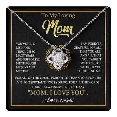 Love Knot Necklace 14K White Gold Finish | 1 | Personalized To My Mom Gifts Necklace From Daughter Son Grateful Thank You Mom Birthday Gifts Mothers Day Jewelry Christmas Customized Gift Box Message Card | teecentury