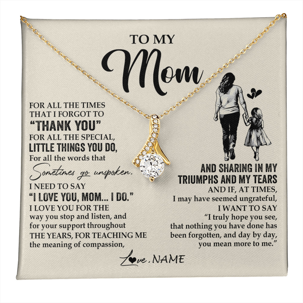 Alluring Beauty Necklace 18K Yellow Gold Finish | 1 | Personalized To My Mom Necklace From Daughter For All The Times That I Forgot To Thank You Mom Birthday Mothers Day Christmas Customized Gift Box Message Card | teecentury