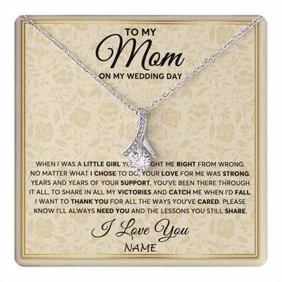 Alluring Beauty Necklace 14K White Gold Finish | 1 | Personalized To My Mom Necklace From Daughter Mother Of The Bride I Will Always Need You Mom On Wedding Day Customized Gift Box Message Card | teecentury