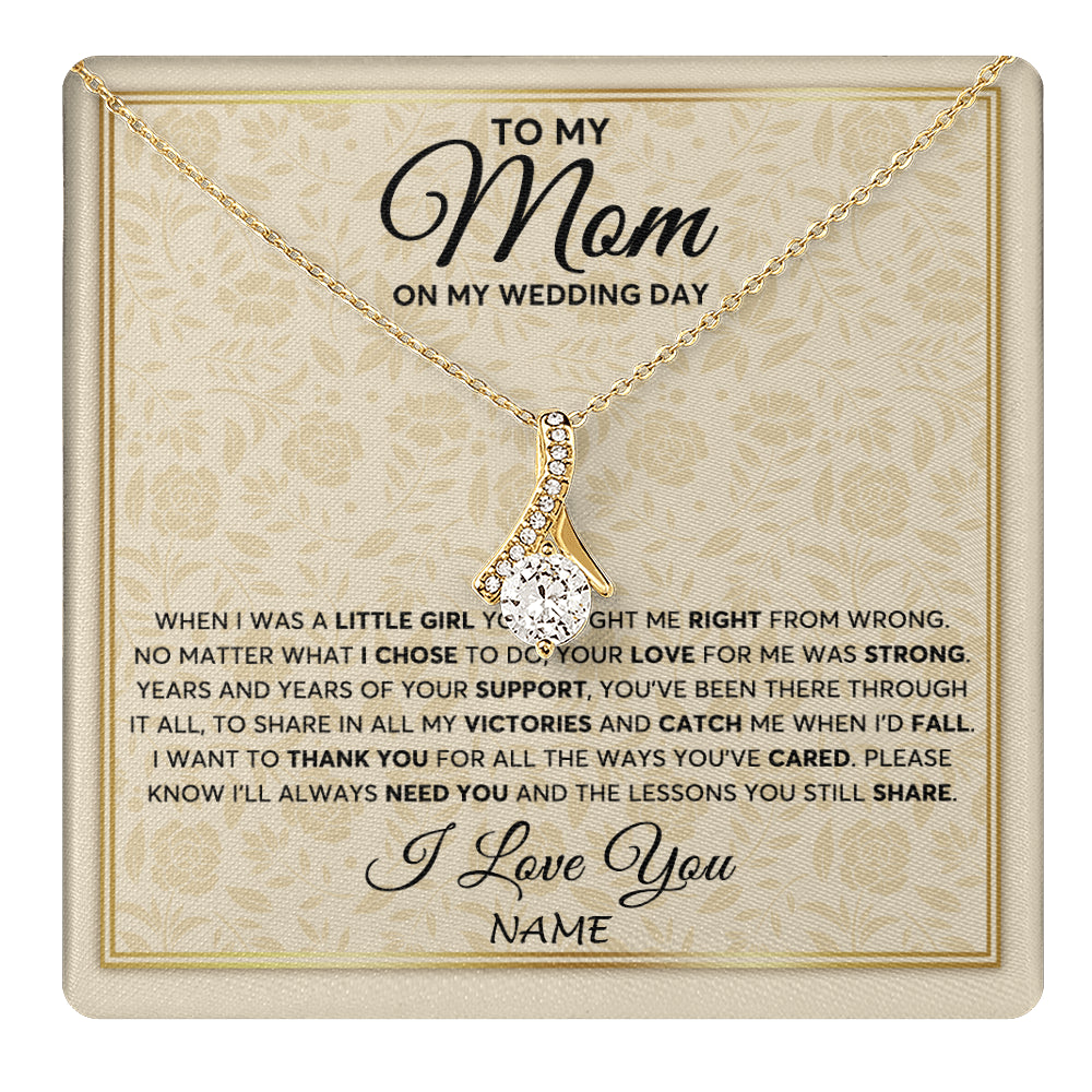 Alluring Beauty Necklace 18K Yellow Gold Finish | 1 | Personalized To My Mom Necklace From Daughter Mother Of The Bride I Will Always Need You Mom On Wedding Day Customized Gift Box Message Card | teecentury