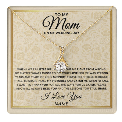 Alluring Beauty Necklace 18K Yellow Gold Finish | 1 | Personalized To My Mom Necklace From Daughter Mother Of The Bride I Will Always Need You Mom On Wedding Day Customized Gift Box Message Card | teecentury