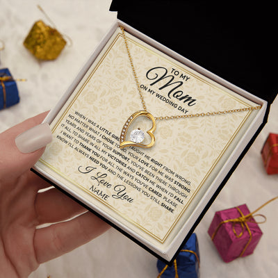 Forever Love Necklace 18K Yellow Gold Finish | 2 | Personalized To My Mom Necklace From Daughter Mother Of The Bride I Will Always Need You Mom On Wedding Day Customized Gift Box Message Card | teecentury